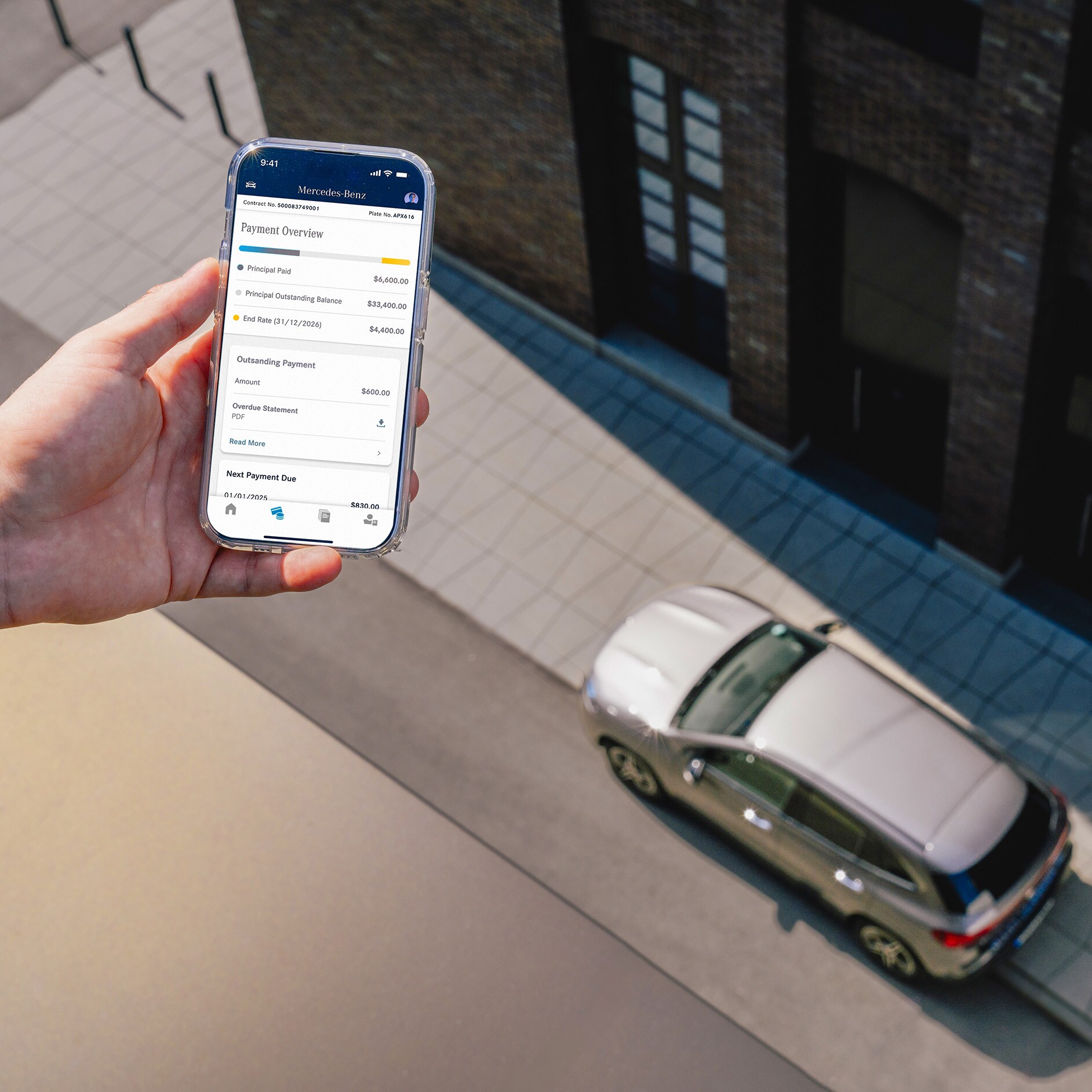 Finance hub Mercedes-Benz Finance App finance contract details