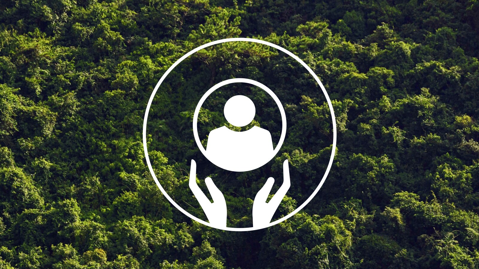 Loyalty Icon with two hands supporting a human silhouette