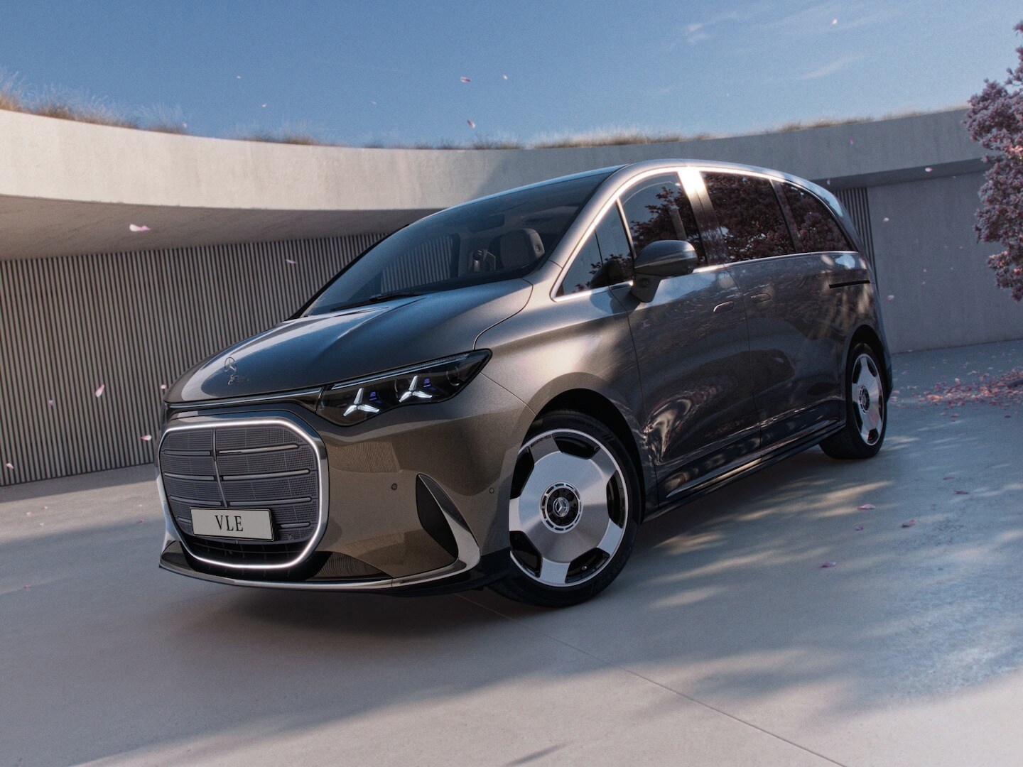 The all-new electric VLE A van parked on a driveway